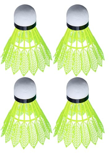 LED-Badminton – Schlagübung, leuchtender Federball, Anfängerübung, Badmintonball, Set mit 4 Stück, für Outdoor, Garten, Park, Schule, Tag und Nacht