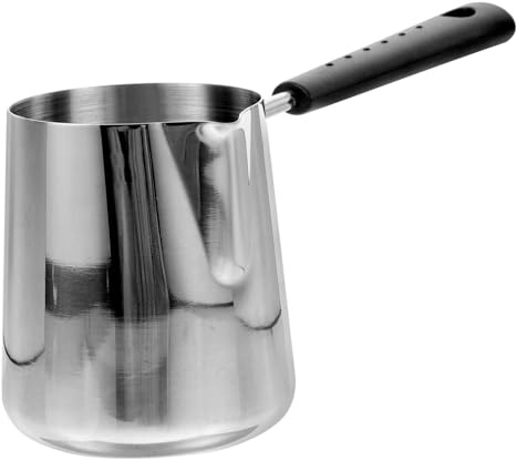 LIFKOME Casserole en Acier Inoxydable 600ml, Pot à Lait pour Cuisson et Pâtisserie, Versement Précis D’huile, Poignée, Design Rond, Café Turc Induction
