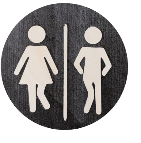 Charmantes Toilettenschild aus Holz, Wanddekoration für Bauernhaus, Badezimmer, ästhetisch (schwarz)