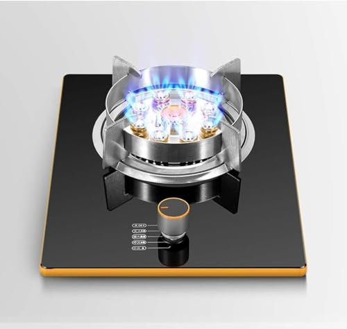 JvFbjLF Gas Cooktop Countertop/Built-In Single Burner Gas Range, 7.0KW Nine-Cavity Fiery Ring Burner with Temperature Control and Stainless Steel Rims