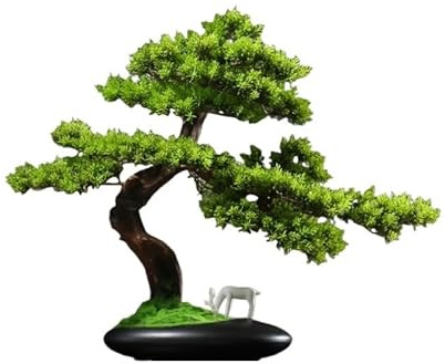 MANAFEEL Künstliche Bonsai Thuja Sutchuenensis Bonsai, chinesischer Stil, künstliche grüne Pflanze im Topf für Wohnzimmer, Veranda, Landschaftsbau, Hoteldekoration, künstlicher Bonsai-Baum (B)