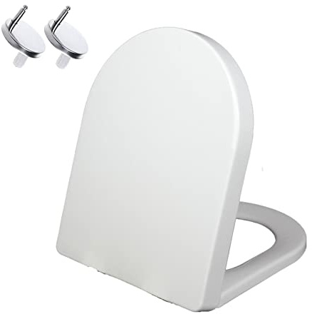 Sedile WC Forma a D Allungata 5 Dimensioni a Scelta Materiale PP Facile da Pulire Bianco 6