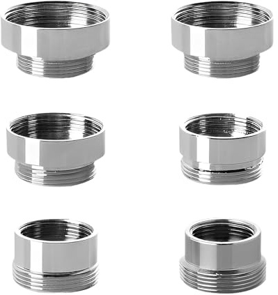 6 Pcs Faucet Adapter Kit - Tap Adapters 16-28mm for Kitchen Sink Aerator - Metal Hose Connector for Connecting Garden Hose, Sink Sprayers, Water Filters