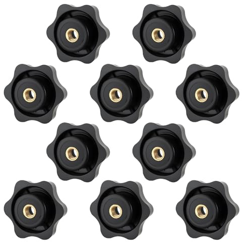 BATHRINS 10 Stück Sterngriffmutter M6, Stern Rändelschraube Äußerer Durchmesser 38mm, Schwarz Sterngriff Flügelmutter, Sternmuttern für Maschinen, Möbel und Fitnessgeräte
