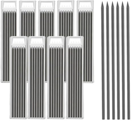 poraceous 54 Pezzi Ricariche per Matita Carpentiere, Carpentiere Matita, 2,8 mm Sostituzioni Matite, Solide Legno Disegnare Ricariche, Matite per Cantiere Foro Profondo Disegni Precisi (Nero)