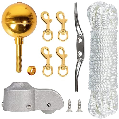Zeizafa Rusts Resistant Cast Aluminum Flagpole Truck Assembly Set with 50FT Rope&Metal Fasteners for 2 to 2.6inch Diameter Poles