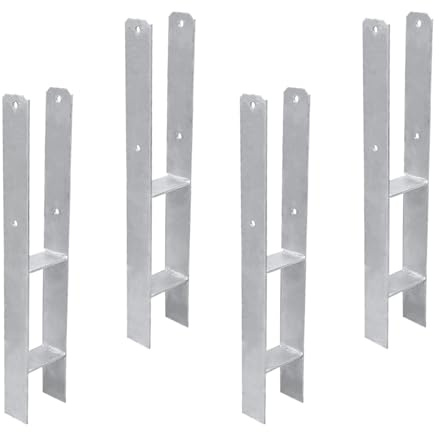 𝐉𝐚𝐱𝐠𝐮𝐨𝐦 H-Pfostenanker 4er Set, H-Prostenträger 91mm aus Stahl für Zaun und Gewächshaus, 600mm Länge, 5mm Materialstärke