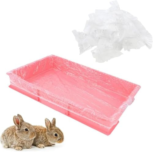 Lot de 50 sacs jetables en plastique pour cage à lapin, sacs à litière pour petits animaux, film de revêtement pour cage de petit animal, cochon d'Inde, hamster, hérisson, chinchilla, oiseau