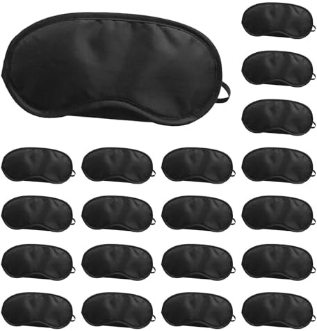 Funalix 20 Pezzi Maschere per Dormire, Maschera per gli Occhi da Notte con Cinghia Regolabile, Antiluce e Comoda per Uomo e Donna (Nero)