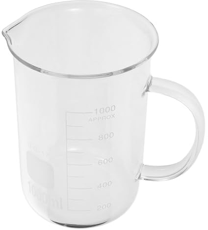 NUOBESTY Vaso Medidor de Vidrio Asa Taza de Ciencias para Química Vaso Medidor Transparente