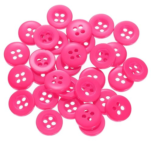 QUARKZMAN 60 Stück Knöpfe Rosarot Harz Knopf 10mm Kunststoff Bastelknöpfe | 4-Loch Runde Kinderknöpfe Buttons zum Nähen für DIY Scrapbooking Deko Bekleidung Mantel Hemden Blusen Hosen Jacke