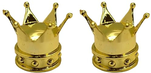 cyclingcolors 2X Ventilkappen Ventildeckel Krone König Königin aus Kunststoff für Schrader-Ventil Reifen Fahrrad Motorrad Auto Quad E-Scooter, Gold