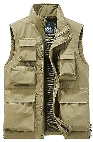 Hanraz Weste Herren Dschungelcamp Kostüm Sommerweste Leichte Arbeitsweste Sport Angelweste Dünne Jagdweste Schutzweste Atmungsaktiv Kampfweste Safari Angeln Outdoor