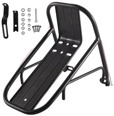 Estante de carga frontal para bicicleta, estante de rodamiento de metal ligero, montaje de soporte de fijación reforzado, práctico accesorio de transporte de viaje, soporte de equipo de turismo para