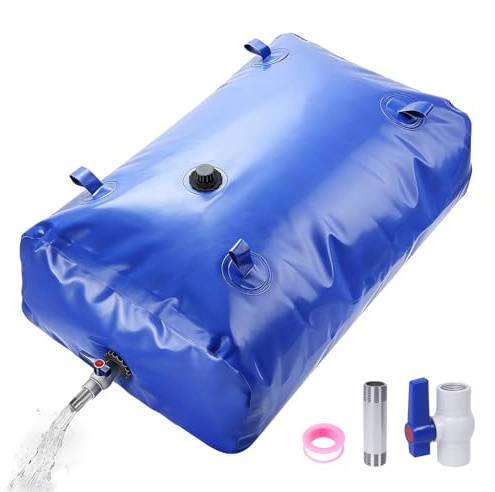 Opetdo 240L Wasserspeicherbeutel Großer Kapazität, Faltbarer PVC Wasserbehälter mit Hahn & 4 Haltegriffen, Tragbarer Wasserbeutel für Gartenbewässerung, Notfallvorsorge, Landwirtschaft, Dürrehilfe