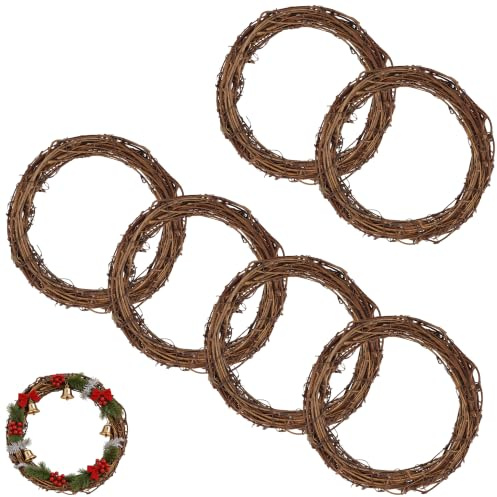 KEILEOHO 6 Pack 20cm Grapevine Wreath, Vine Branch for DIY Crafts, Rattan Garland