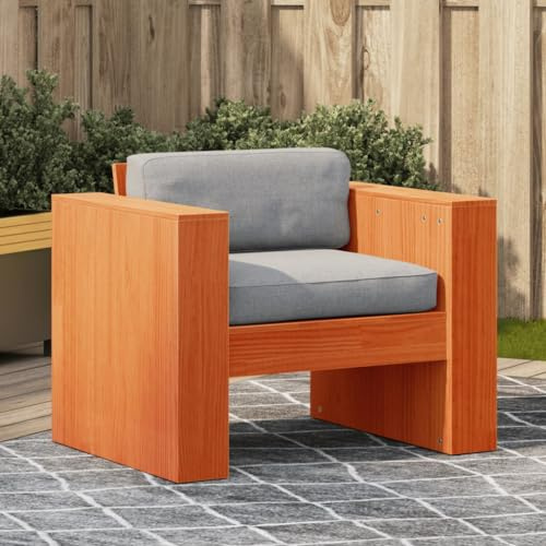 mzdioop Gartensessel Wachsbraun aus massivem Kiefernholz 79x60x62 cm für Garten Terrasse Balkon mit hoher Stabilität und komfortabler Rückenlehne ideal für Outdoor Lounge und Entspannung