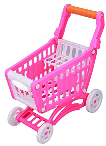 Eleage Juego de Carrito de Compras de Supermercado para Niños, Juego de rol Educativo, Carrito de Comestibles con Kit de Juguete de Comida, Desarrollo del Aprendizaje, de (Couleur rosée)