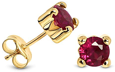 MIORE Schmuck Damen, Gelbgold/Weißgold 9 Karat 375, Goldene Ohrringe Damen, Ohrstecker Gold mit Zirkonia in Krappenfassung, Hypoallergene Ohrringe Handgefertigt, Goldschmuck in hochwertiger Schmuckbox
