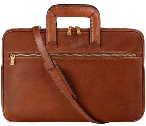 Time Resistance Schlanke Aktentasche aus Leder – Handgefertigte Italienische Computertasche aus Leder – Laptoptasche