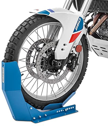 ConStands Easy Transport Fix - Motorrad Wippe Ducati Monster 1200 R/1200/S,Supersport/S,Streetfighter 848/S Xdiavel/S Kompatibel mit Anhänger Vorderrad Transportständer Motocross Roller Blau