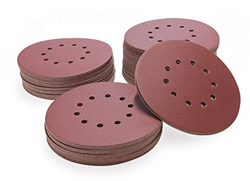 woltersberger Lot de 25 disques abrasifs Ø 225 mm – grain P40–10 trous en rouge | Papier abrasif Ponceuse à sec Ponceuse Girafe ponceuse girafe