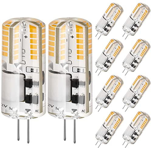 DiCUNO G4 LED Lampe, 2W ersetzt 20W, Warmweiß 3000K, 12V AC/DC, 10er Pack | G4 Energiesparbirne, 200lm, nicht flackern, nicht dimmbar, für Dunstabzugshauben, Vitrinenschrank, Kronleuchter, Unterbau