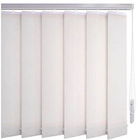 Sonnenschutz-HH® - Lamellenvorhang weiß Leinenoptik mit Streifen lichtdurchlässig - Breite 130 cm x 155 cm Höhe - Lamellenbreite 127mm Vertikaljalousie Vertikalanlage Schiebevorhang