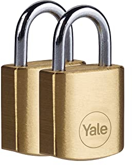 Yale Lucchetto in ottone Y110B/20/111/2 corpo 20mm, arco in acciaio, 3 chiavi, confezione da 2 lucchetti