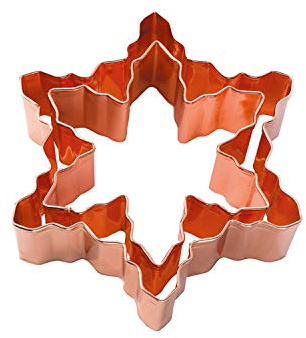Auntie Morags Copper Snowflake Cookie Cutter Set of 2 on Ribbon