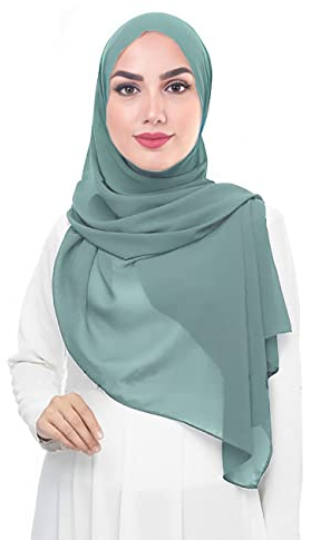 Lina & Lily Damen Muslim Premium Chiffon Hijab Kopftuch Schal aus Leicht Stoff (Eisblau)