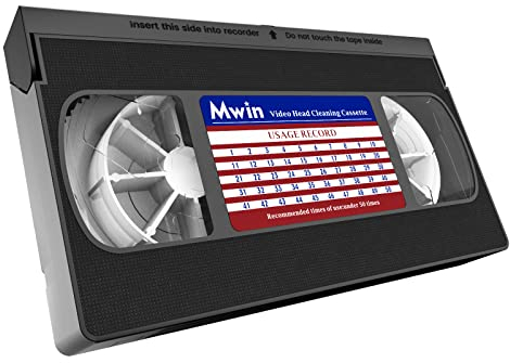 Mwin VHS Head Cleaner for VHS/VCR Players, Dry Technology- No Fluid Reusable Video Head Cleaner Tape