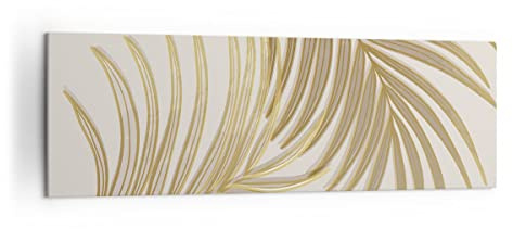 ARTTOR Tableau Décoratif sur Toile 160x50 cm Botanique Nature - 4738 | Feuilles Palmier Arbres Impression sur Toile Grand Décoration Murale Art Mural Toile Imprimée Salon Chambre Cuisine ARTTOR
