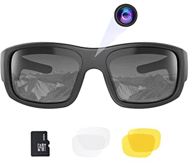 OhO Video Sunglasses, 1080P Full HD Video Recording Camera with Built in 15MP Camera and Polarized UV400 Protection Safety and Interchangeable Lens