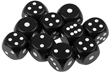 Easnea 10 dadi in legno a 6 lati, dimensioni 20 mm, perfetti per giochi di ruolo da tavolo e giochi di ruolo, MTG TRPG, neri, 2 cm
