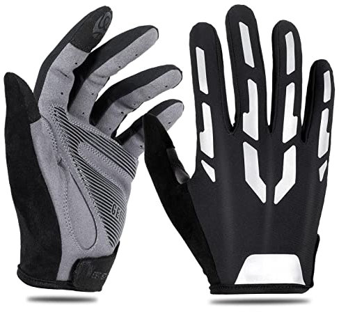Reflektierende Reithandschuhe, Laufhandschuhe, leicht, Fahrradhandschuhe mit rutschfestem, stoßdämpfendem Gel-Pad, atmungsaktive Trainingshandschuhe für Mountainbike, Training