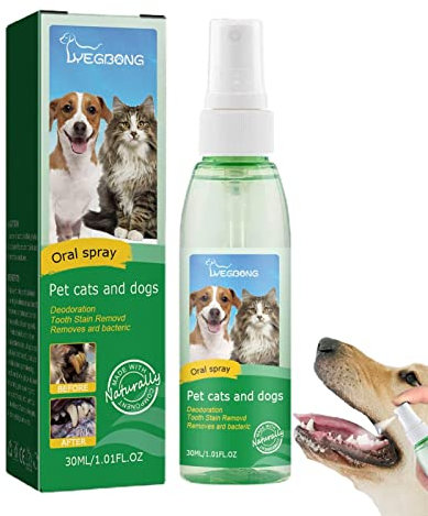 Generisch Atemspray für Hunde, Atemerfrischungsspray für Hunde, 30 ml Atemerfrischer für Hunde zur Beseitigung von Mundgeruch bei Hunden und Katzen. Bekämpft Zahnstein- und Zahnfleischprobleme
