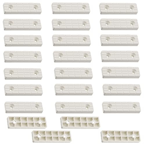 AERZETIX - C65816 - Juego de 25 Patines/pies para Muebles 56x16x7mm en plástico para atornillar rectangulares - Color Blanco - Mesa Armario cómoda Cama cuña Accesorio protección Suelos Altura