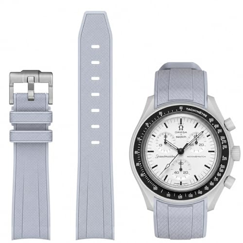 Stanchev Armband für Moonswatch Swatch,Silikon Ersatzband Armband Verstellbares Weiches Silikonband, Uhrenarmband Armbänder Sports Wrist Band für Omega X Swatch Armband zubehör (Grau)