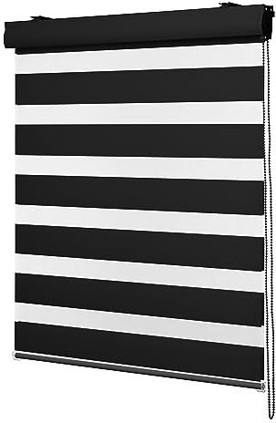 Ventanara Doppelrollo mit Kassette Aluminium Duorollo Rollo Rolljalousie viele Größen (120 x 220 cm, Schwarz/Kassette Schwarz Matt)