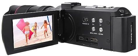 Cámara de Video Digital, Videocámara Ultra HD 4K 30MP 16X WiFi Vlogging Camera con Pantalla Táctil de Rotación de 270 ° IPS de 3.0, Compatible con Cámara de Visión