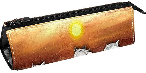 Ölgemälde Pferde Gallop auf Sonnenuntergang Stift Tasche Schreibwaren Beutel Bleistift Tasche Kosmetiktasche Tasche Kompakte Reißverschlusstasche, multi, 5.5 ×6 ×20CM/2.2x2.4x7.9 in, Taschen-Organizer