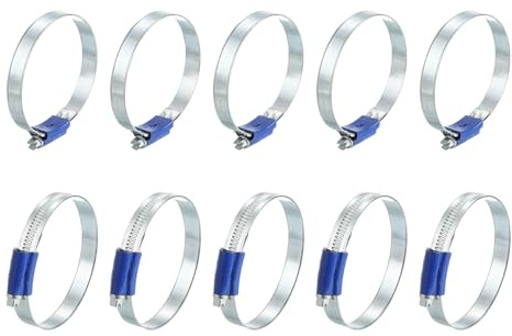 sourcing map 10Pcs Worm Gear Hose Clamp, Adjustable 2-9/32 - 3(58-75mm) Range Metal Fuel Line Pipe Clamps for Securing Hose Pipe Plumbing
