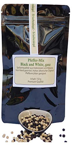 Gourmet Pfeffer-Mix Black & White – Handgeerntet in Indonesien & Malaysia | Ganze Körner für Pfeffermühlen | 150g