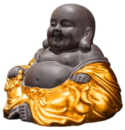 Zerodeko Pet Tea Spielen Großen Buddha Außendekoration Miniaturornamente Tischdecke Dekoration Wohnakzente Dekor Messingtablett Maitreya Tee Haustier Lila Ton Großer Bauch Zubehör