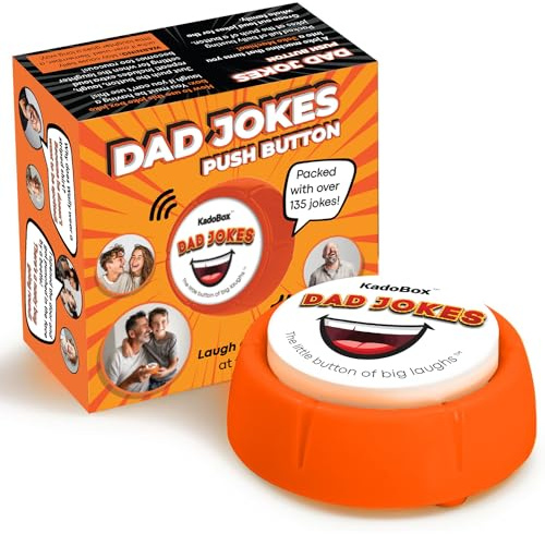 KadoBox Dad Jokes Sound Button | 135 British One Liners | Gift for Dad | Electronic joke button with 135 audio dad jokes · Fathers Day & birthday gift for him, dad or grandad from daughter & son