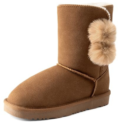 DREAM PAIRS Boys Girls Lined Winter Snow Boots Fuzzy Classic Kid's Mid Boot (Toddler/Little Kid/Big Kid),Size 13 Little Kid,Light Brown,Shorty-K
