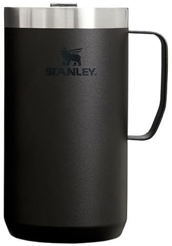 Stanley Stay Hot Camp Mug - Durable 18/8 Stainless Steel Insulated Mug - Splash-Free Tritan™ Drink-Thru Lid - 24 OZ - Black 2.0