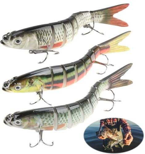 Angelköder Top Water Angelköder Lieblingsköder Lebendiger Schwimmköder Angelhaken Set Knicklichter Angeln für Süß- und Salzwasser Forelle Crappie Bass für Männer Familien-Angelausrüstung, 3 Stück