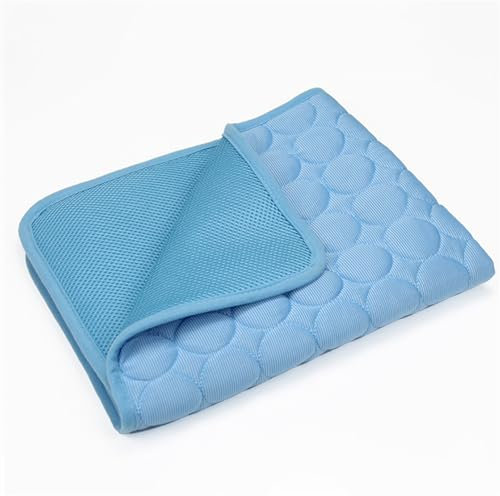 GIBZ Kühlmatte Hunde, Selbstkühlende Hundematte, Kühldecke Katzen, Kühlkissen für Haustiere, Waschbar Hund Kältematte für Drinnen, Draußen und Auto, Blau, 100x70cm